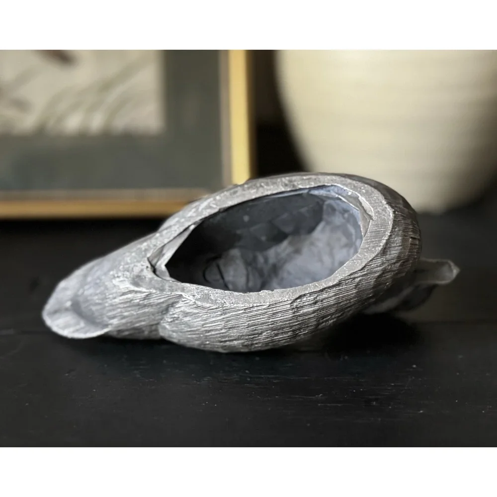 Vintage Pewter Duck Bird Figurine Metal Paperweight Home Office Decor